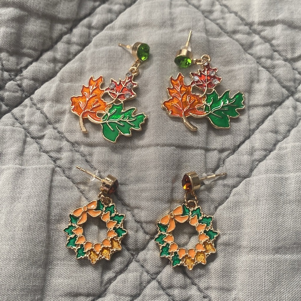 Fall Earrings 2 pairs NWOT